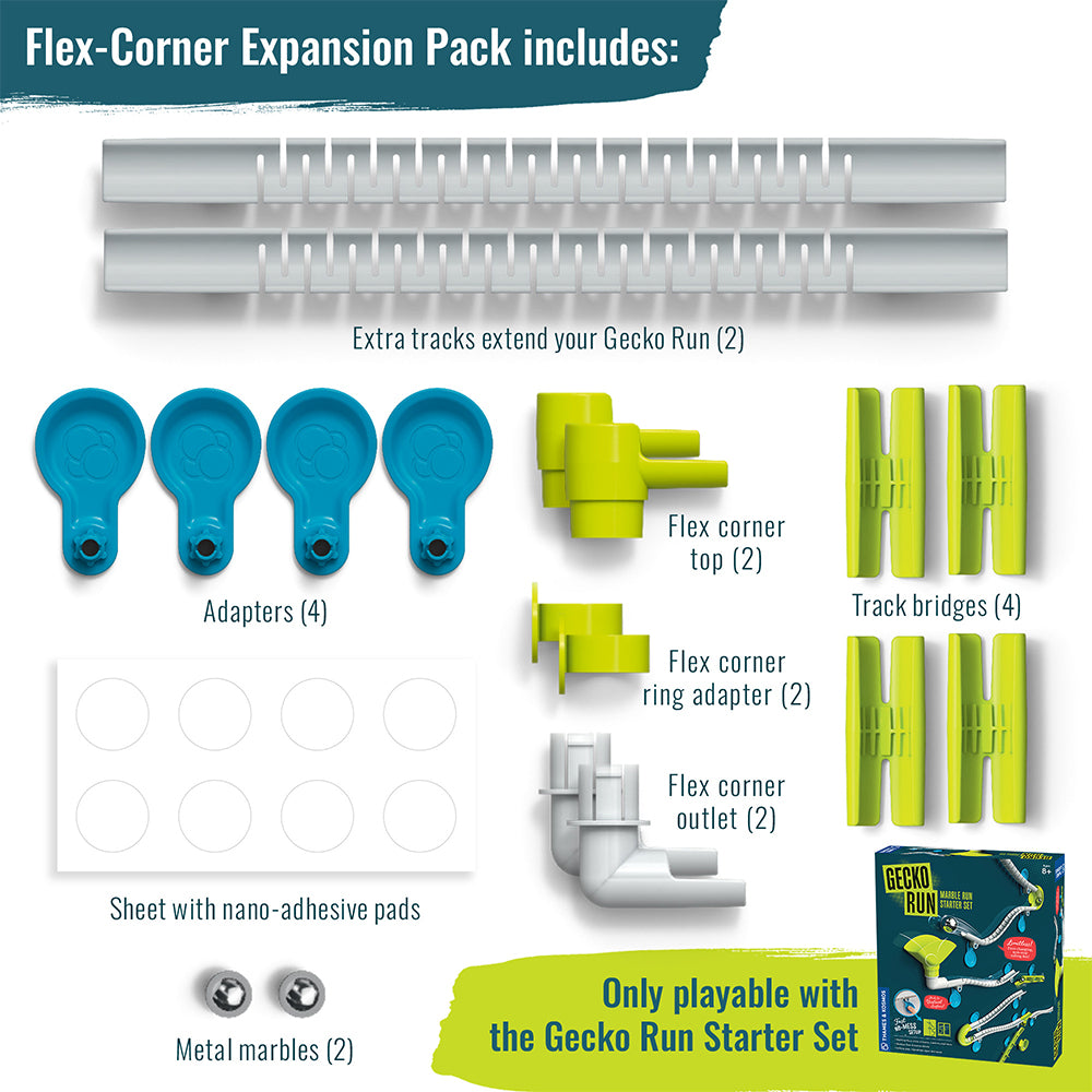 Gecko Run: Marble Run Flex-Corner Expansion Pack Marble Runs Thames & Kosmos