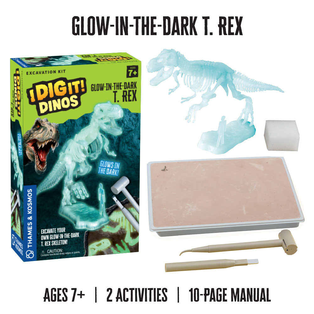 Thames & Kosmos I Dig It! Excavation Kits | Bundle – 2 items: Glow-in-the-Dark T. Rex and Real Fossils Excavation Kit | Learn about Paleontology, Archaeology, Mineralogy STEM Thames & Kosmos   